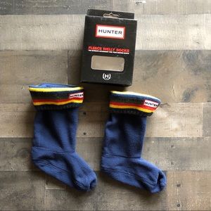 Hunter Boots Kids Striped Cuff Fleece Welly Socks